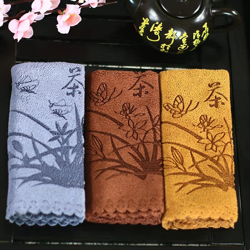 10条装茶巾桌布吸水加厚棉麻四方功夫茶垫茶抹布复古高档养壶毛巾