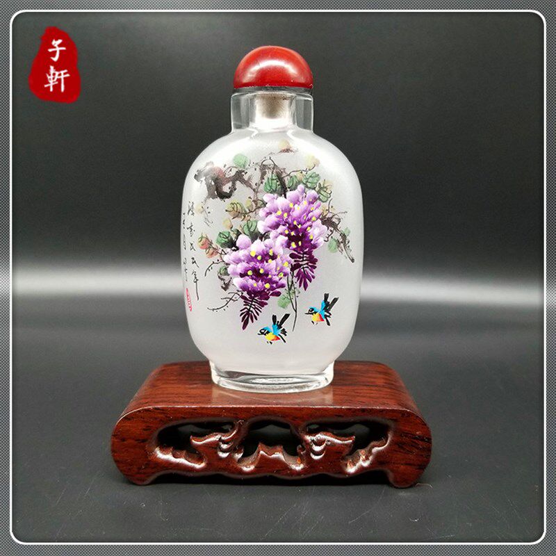纯手工内画鼻烟壶内画瓶 非遗绘制特色民族风摆件 子轩瓶内画艺术