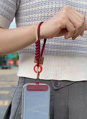 撞色编织手机壳挂绳提防机高高档色彩拼色简约登山搭配双层手提式