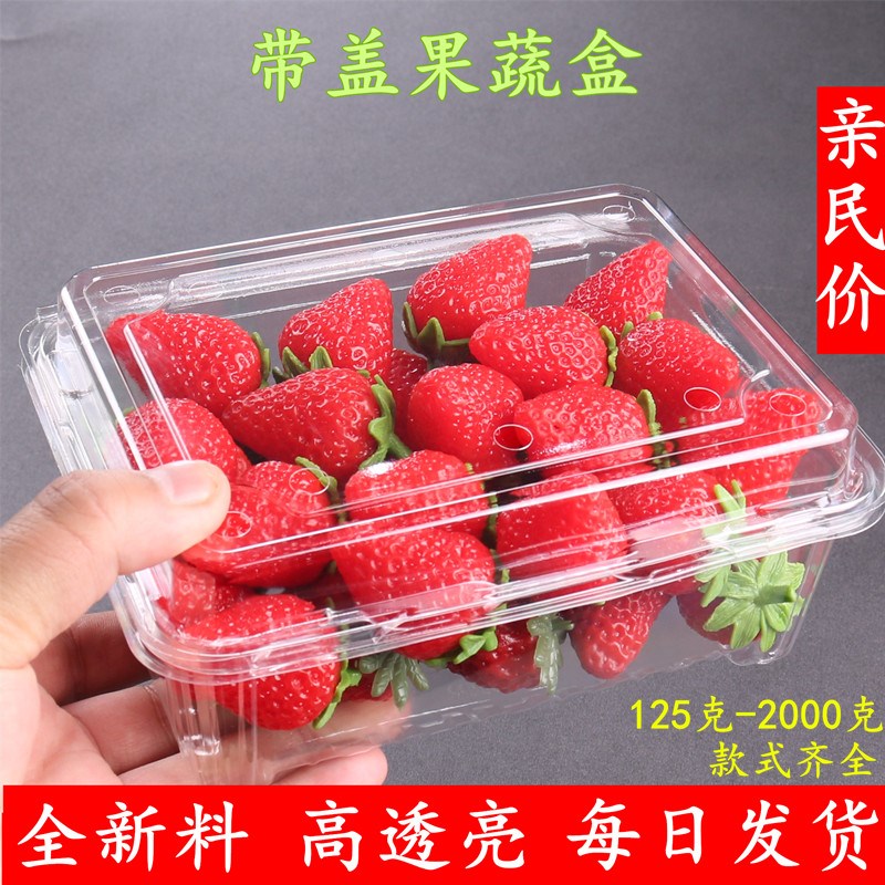 一次性水果盒子透明有盖方形塑料草莓盒车厘子打包盒果蔬包装盒