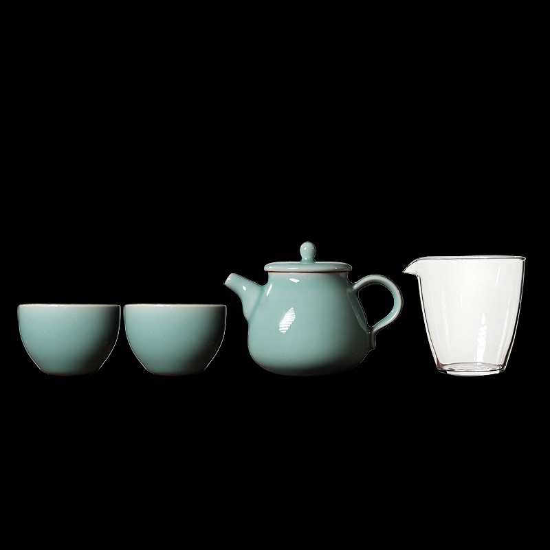 尚唐陶瓷功夫茶具一壶二杯龙泉青瓷快客杯陶制泡茶器小号单壶单杯