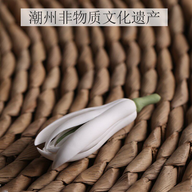 特色创意纯手工手捏个性陶瓷花茶宠茶玩摆件摆设玉兰花笔架托礼品