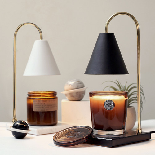 欧式浪漫香薰融蜡灯台式可调节铃兰无烟大理石复古烛台摆件蜡烛灯