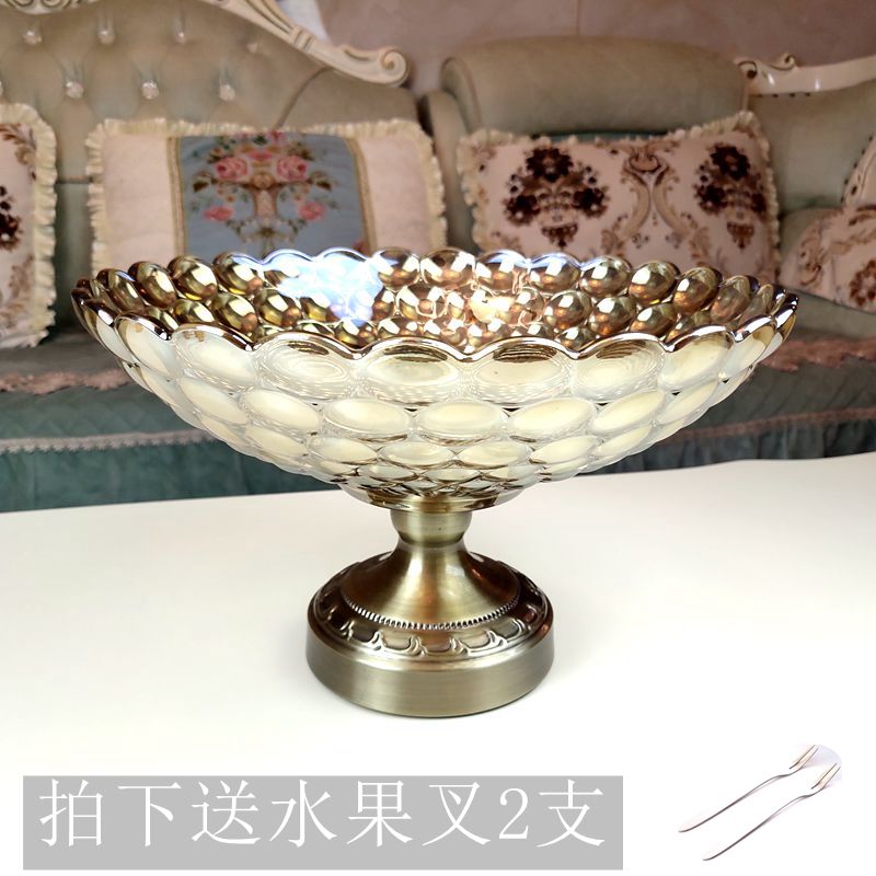 欧式高端无铅水果盘客厅家用水晶玻璃高脚果盆时尚创意茶几摆件
