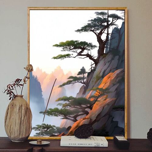 黄山迎客松数字油画diy手绘手工填色高级感油彩画装饰画