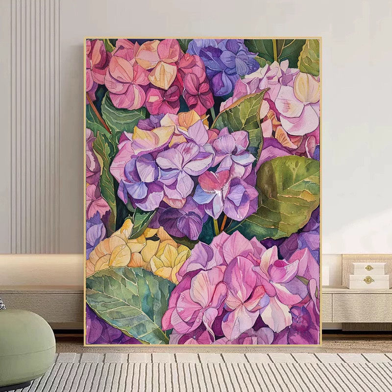 diy数字油画手绘手工丙烯填充填色治愈减压涂色装饰画花卉油彩画