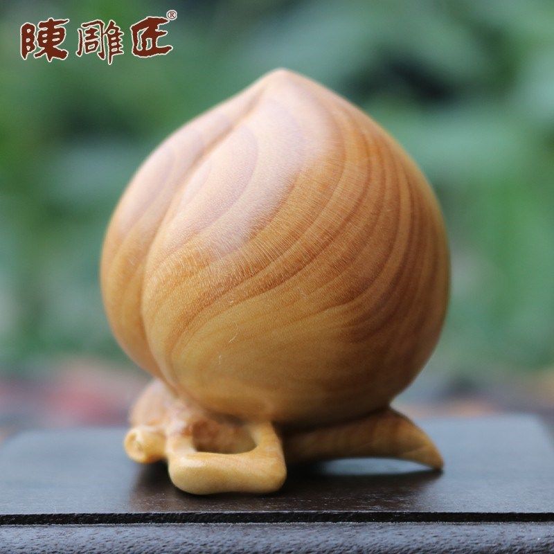 木雕寿桃文玩手把件桃子乐清黄杨木工艺品祝寿礼品车载桌面摆件