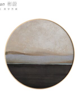 抽象入户现代装饰圆形组合沙发背景墙挂画玄关壁画客厅定做