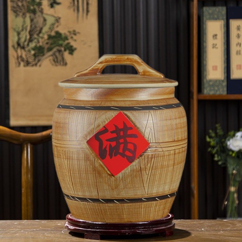 陶瓷米缸装米桶储米箱防潮防虫密封带盖面缸家用10斤20斤50斤大号