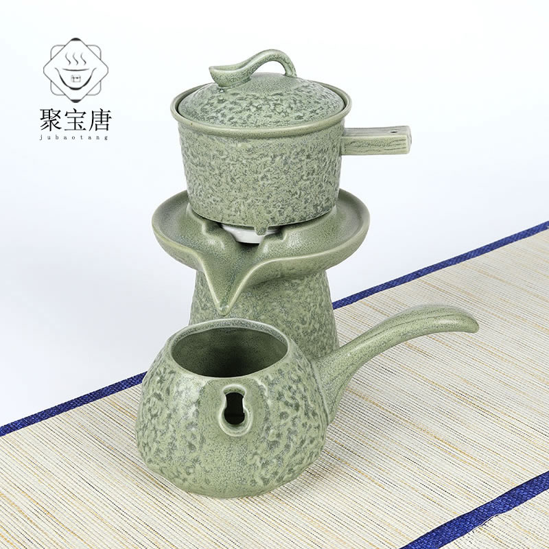 石磨茶具套装家用办公时来运转复古防烫冲茶器自动泡茶壶茶杯盖子