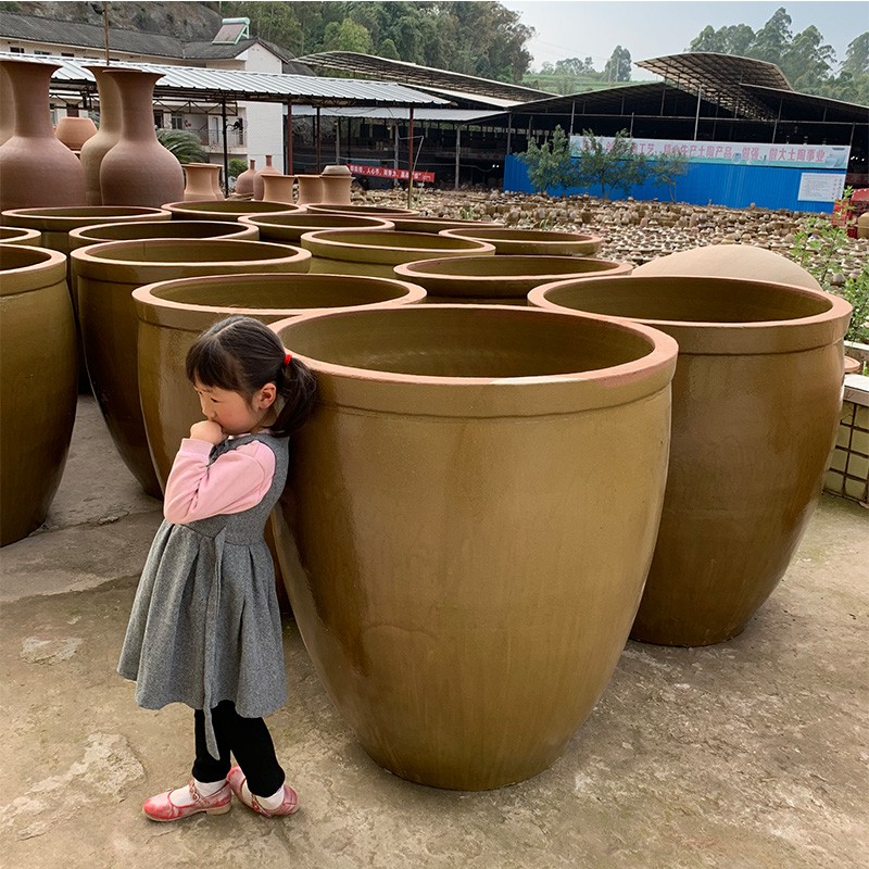 瘦高水缸家用储水用加厚粗陶土缸古法阳台养鱼老式土陶水缸中式