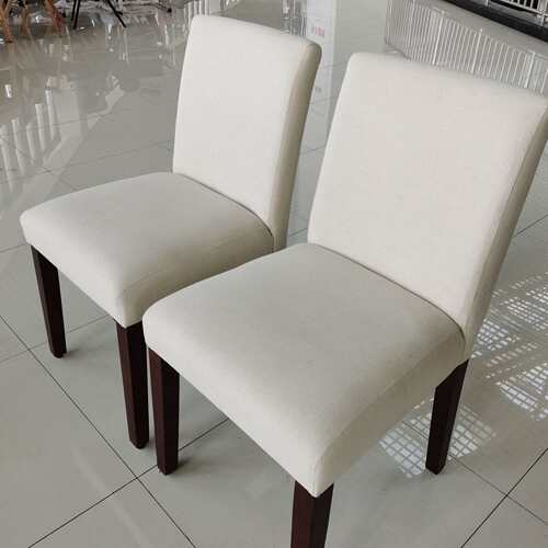 米绒麻布民宿酒店客房书桌椅红棕实木脚餐椅客房椅dining chairs