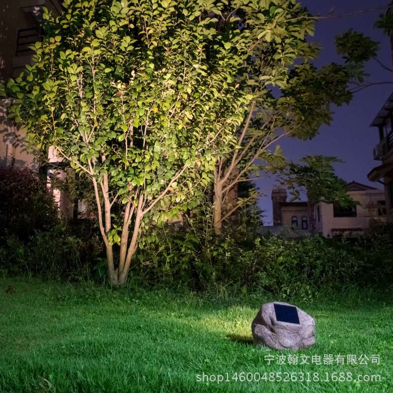 树脂灯户外太阳能投光灯石头射灯防水LED景观庭院灯天黑自动亮