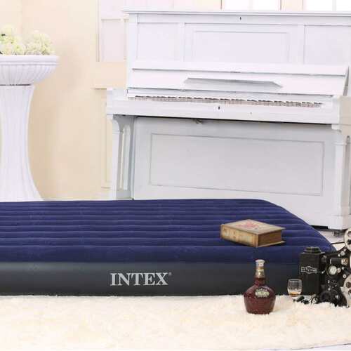 INTEX 64755深蓝色植毛线拉空气床 野营床垫 充气床垫