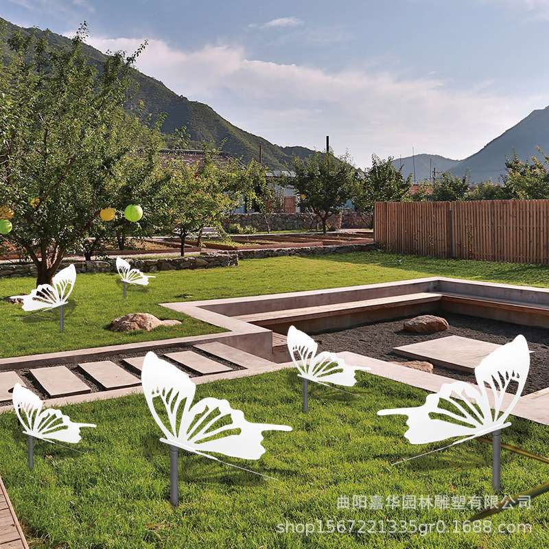 大型铁艺不锈钢蝴蝶镜面仿真动物景观雕塑公园花园林装饰小品