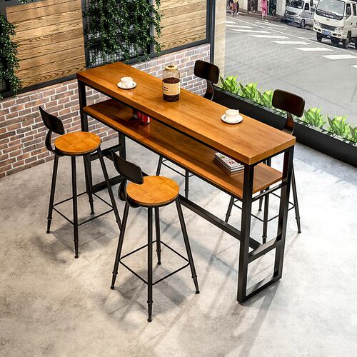 吧台桌椅实木铁艺家用客厅隔断奶茶咖啡厅甜品店酒吧茶水休闲组合