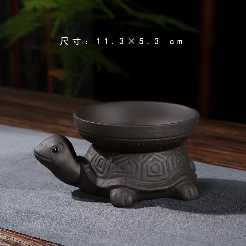 紫砂茶漏茶宠摆件可养手工原矿紫泥过滤茶渣功夫茶具配件乌龟一体