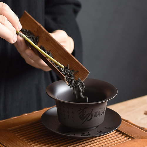 功夫单盖碗茶杯大号茶备紫砂瓷泡茶碗器白瓷三才陶瓷茶具配件