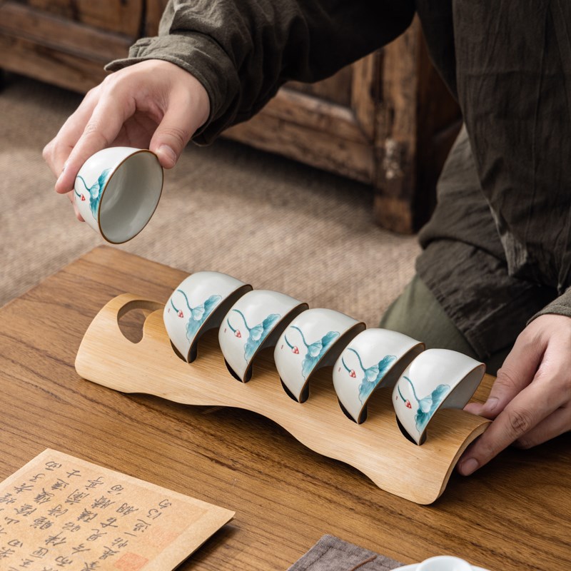 汝窑功夫茶杯陶瓷茶碗茶盏主人杯6-8只套装精致品茗喝茶小杯单杯