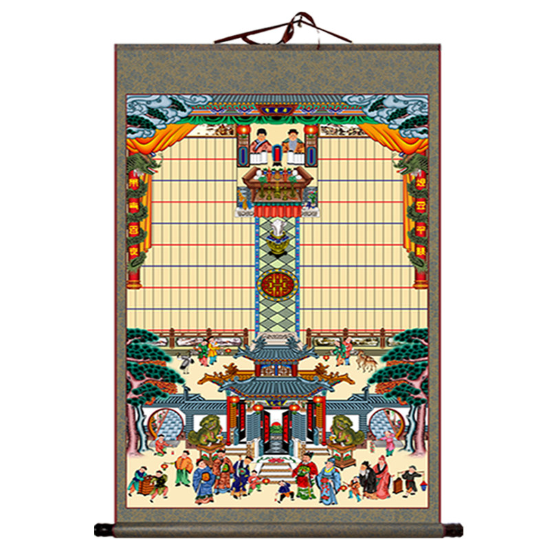 不褪色绢布的供奉老祖宗家谱挂画卷轴式家堂轴子族宗谱祠堂家普画