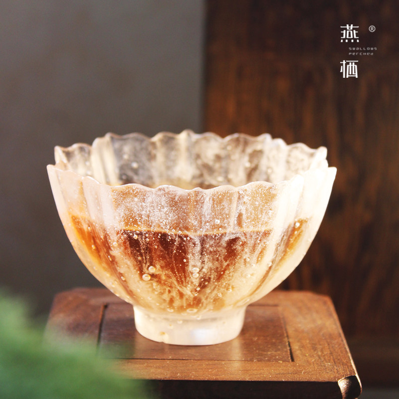 古法琉璃杯大号冰冻烧琉璃茶杯品茗杯主人单杯花信杯功夫茶具茶盏