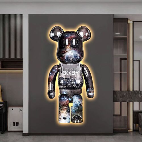 壁灯暴力熊玄关潮流装饰画2024新款入户门正对墙挂画LED氛围灯画