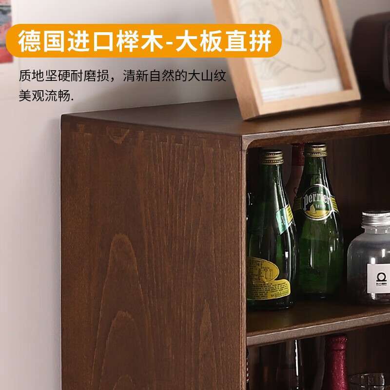 岳珧实木书架整面日式窄书柜墙榉木落地格子柜客厅置物架收纳创意