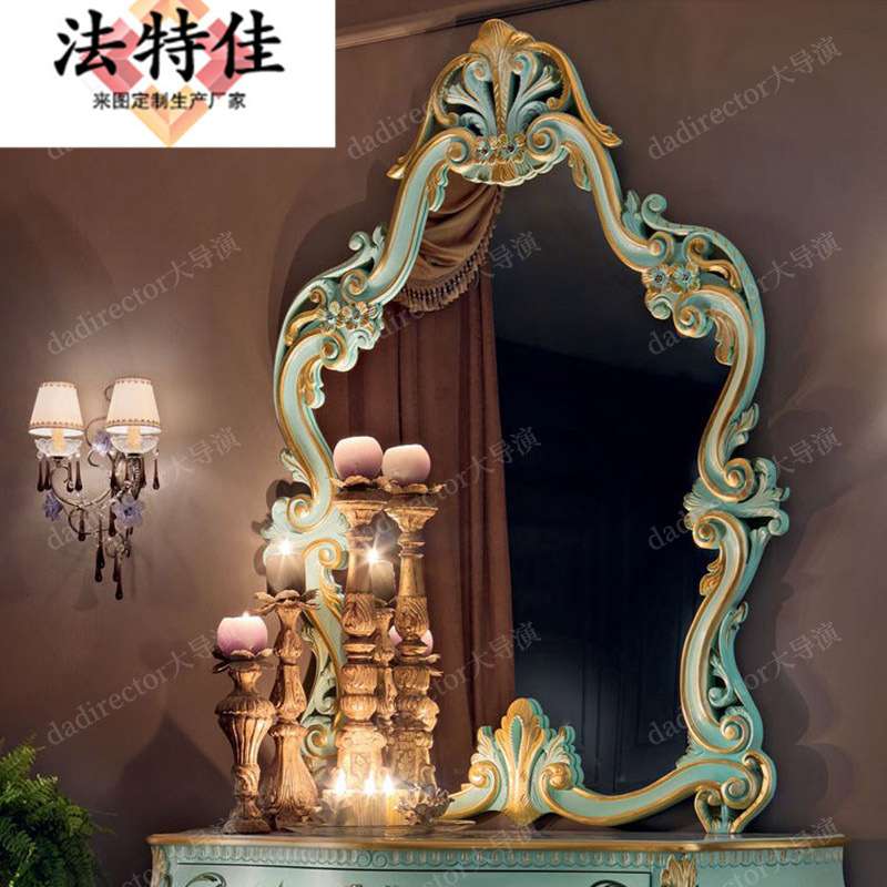 欧式实木雕刻玄关柜法式奢华彩绘储物柜别墅宫廷餐边柜家具