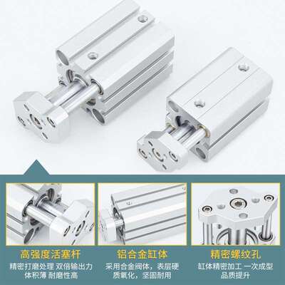 薄型三轴三杆导杆气缸TACQ12/16/20/25/32/40/50/63-80x10x15x75S