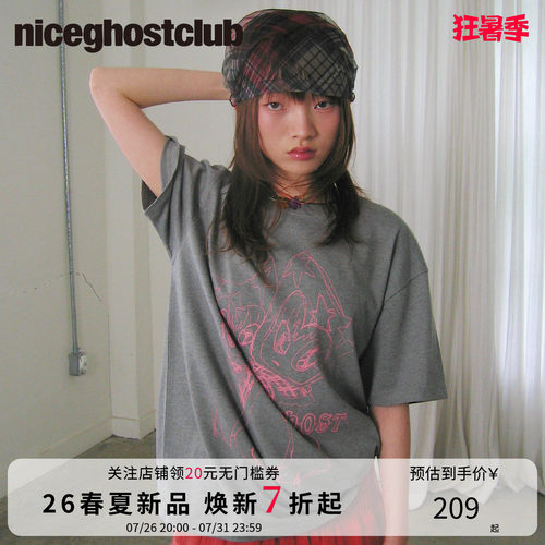 NICEGHOSTCLUB2026夏季卡通玩偶印花宽松短袖T恤女韩系ins风上衣