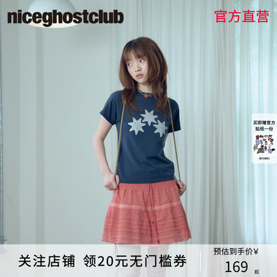 NICEGHOSTCLUB2026年夏季休闲甜美短袖T恤女装迷你短款T恤