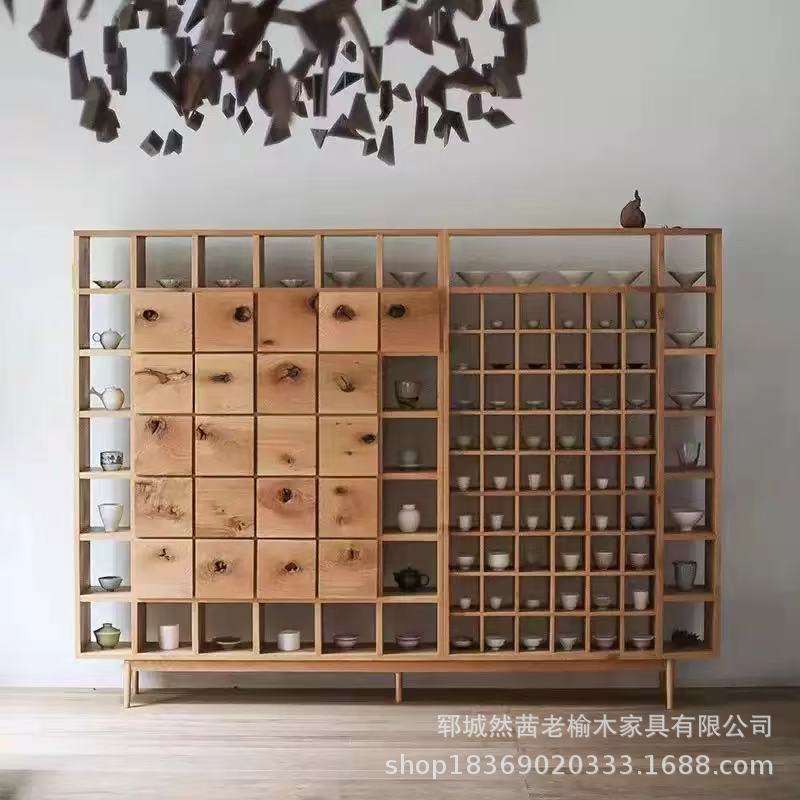 新中式老榆木博古架文玩茶具瓷器收藏架书架客厅装饰多宝阁展示架