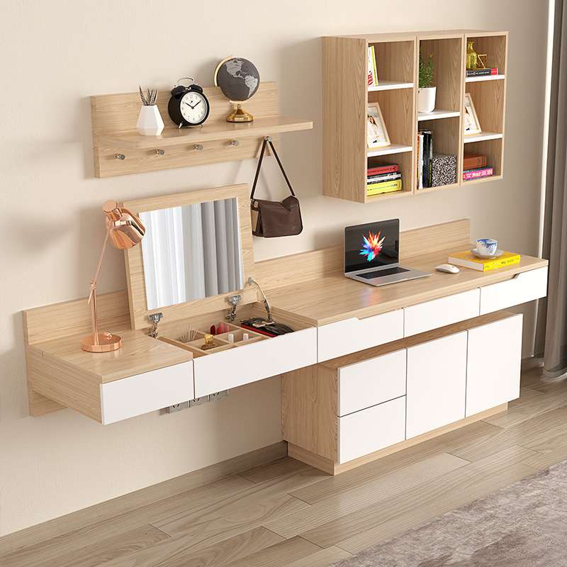 书桌书架组合一体飘窗吊柜书柜简约卧室桌墙上壁挂式悬空书桌