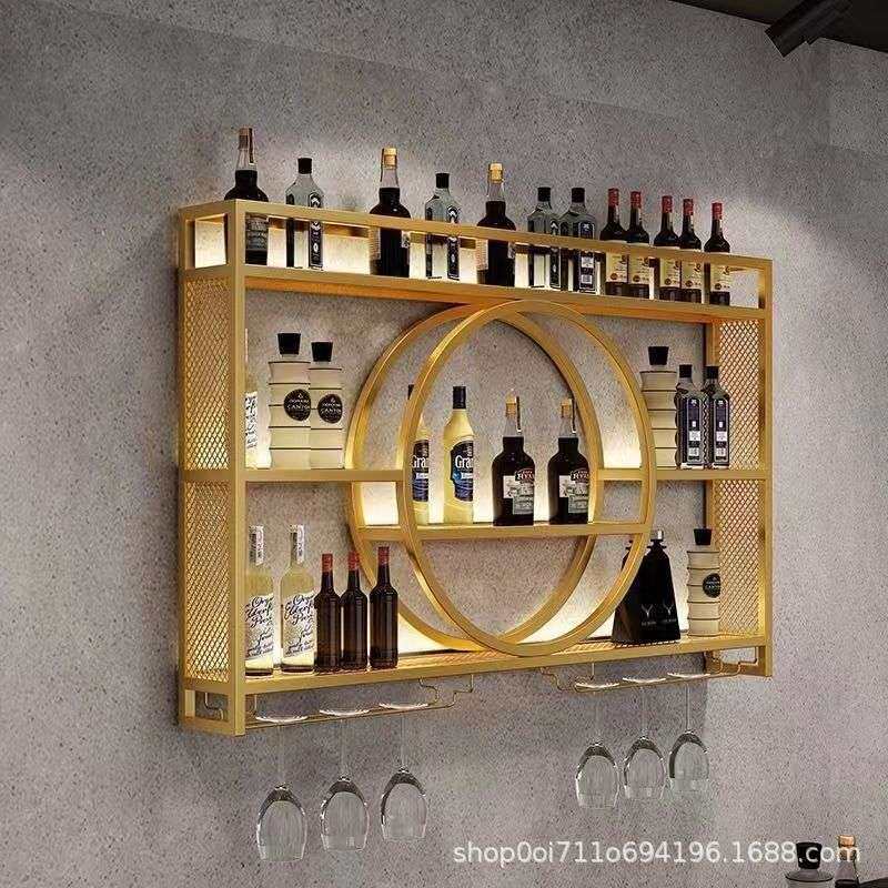 吧台铁艺酒柜墙上壁挂式酒架酒柜家用小型客厅酒吧餐厅悬浮挂壁柜