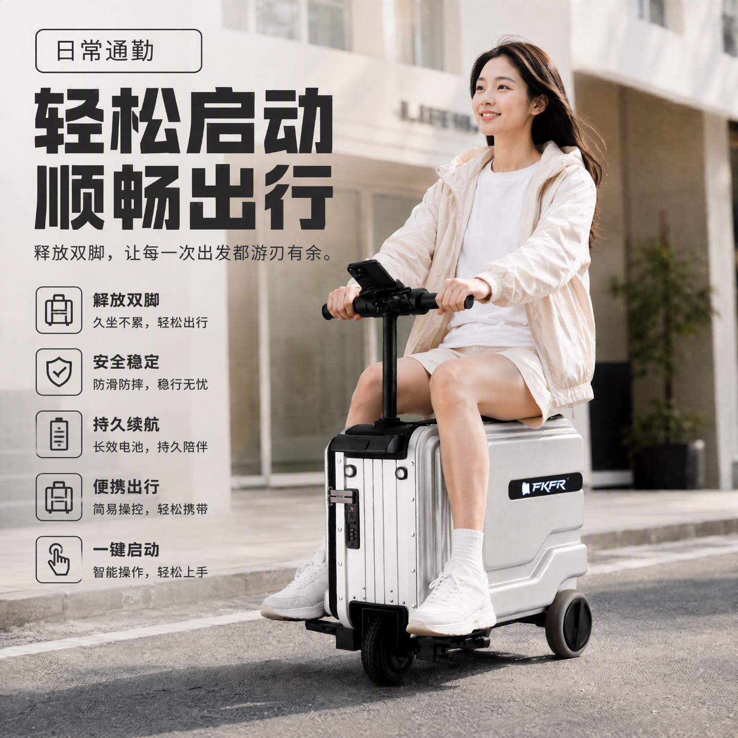 20寸电动智能可坐大人登机行李箱图片