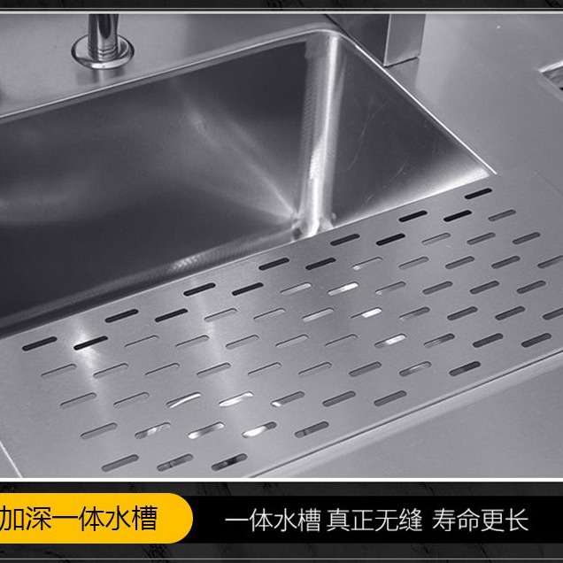 水吧台商用工作台冰柜冷藏保鲜水池操作台饮品汉堡奶茶店设备全套
