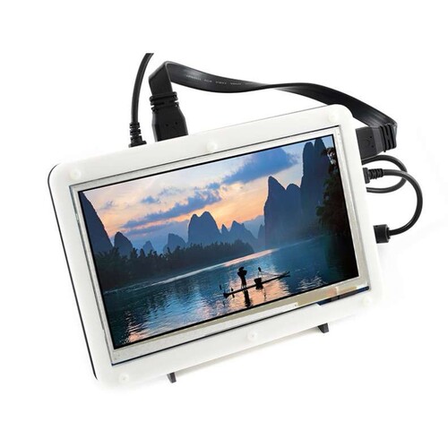 微雪 树莓派4B 7寸800×480 低功耗版HDMI 带外壳LCD电容显示屏