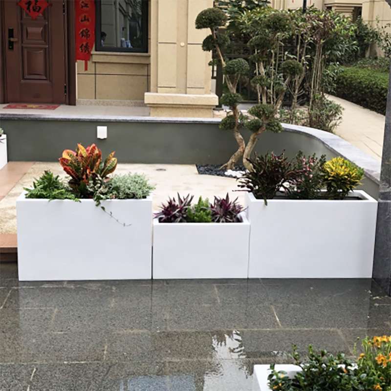 玻璃钢户外花箱阳台花槽花园花池庭院花坛露台种植箱楼顶白色花盆