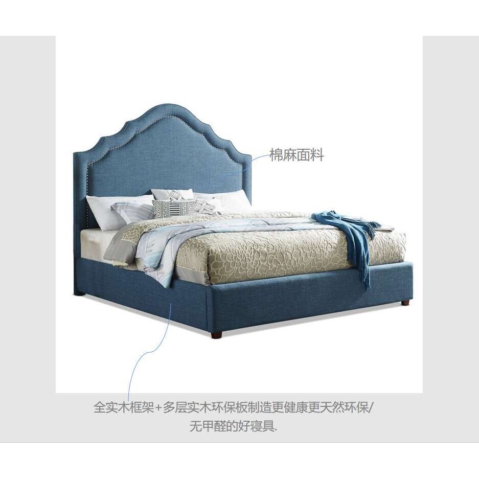 美式布艺床主卧小户型现代简约轻奢简欧床欧式北欧床床铺 双人床
