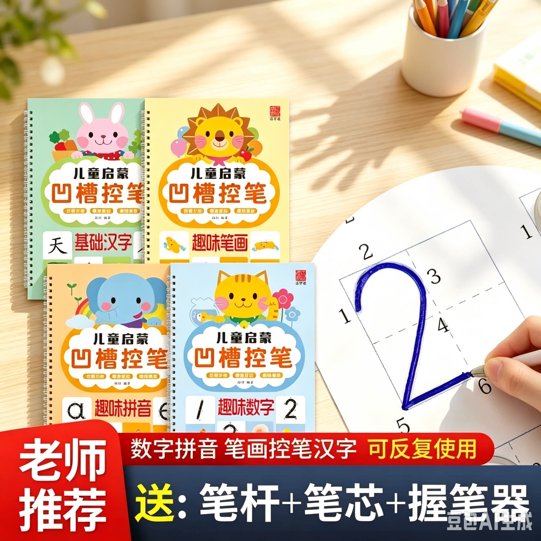 【凹槽控笔】坐标拼音笔画孩子3-6岁儿童幼小衔接每日一练全套CJ