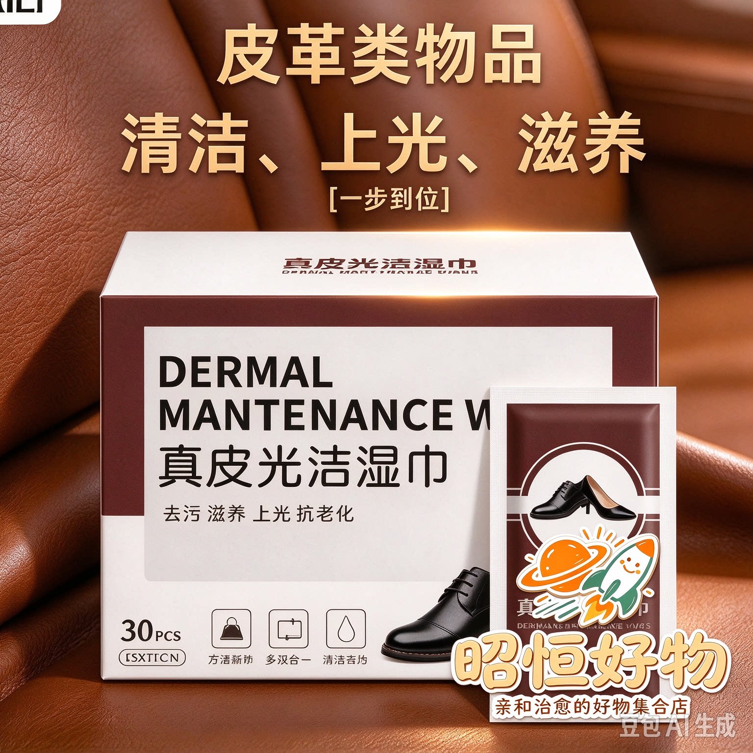【法国专研】皮鞋增光上光擦鞋巾独立包装便携皮鞋包包皮革湿巾YS
