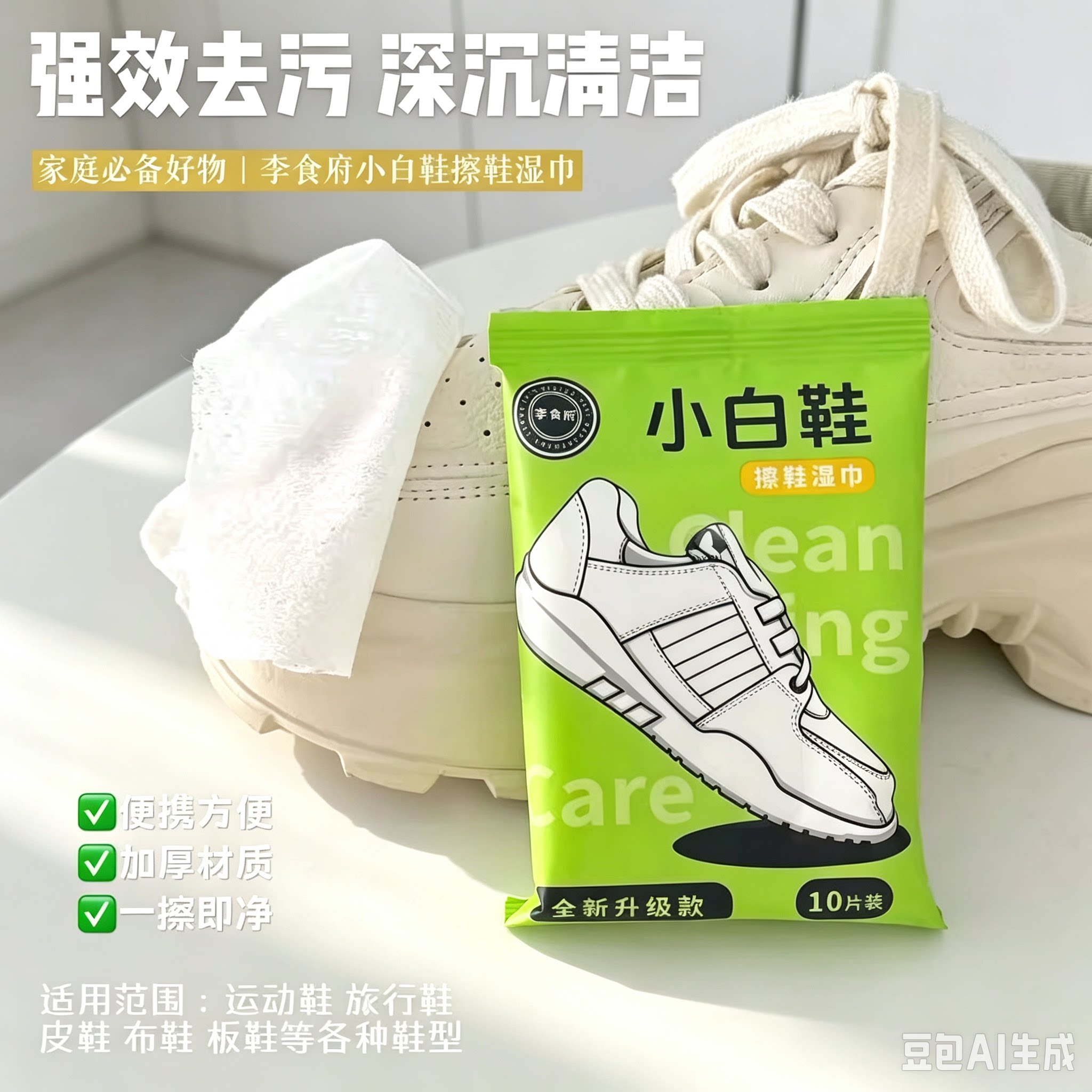 运动擦鞋湿巾独立包装出行好物球鞋小白鞋清洁无纺湿巾YS