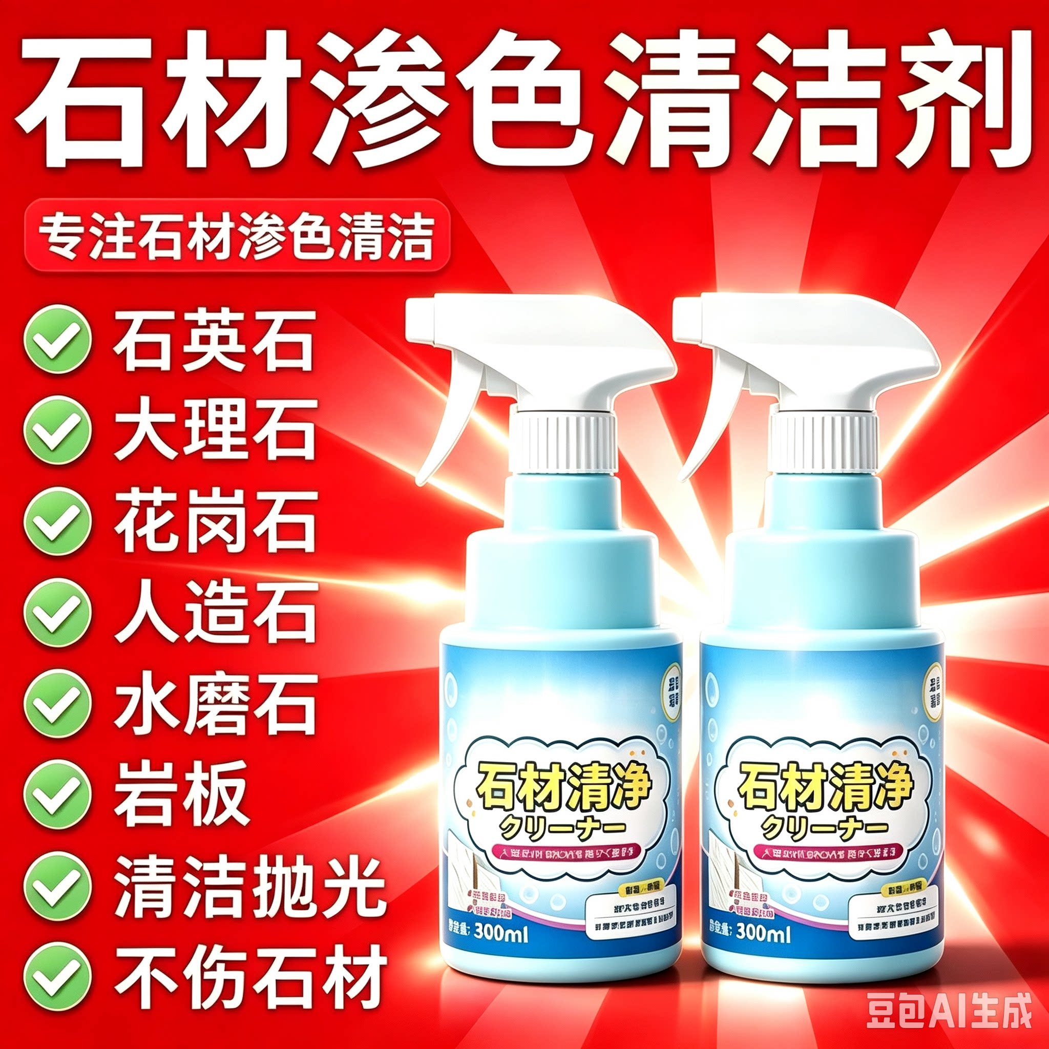 【德国研发】石材渗色清洁剂厨房台面强力去污大理石抛光石英CZ2