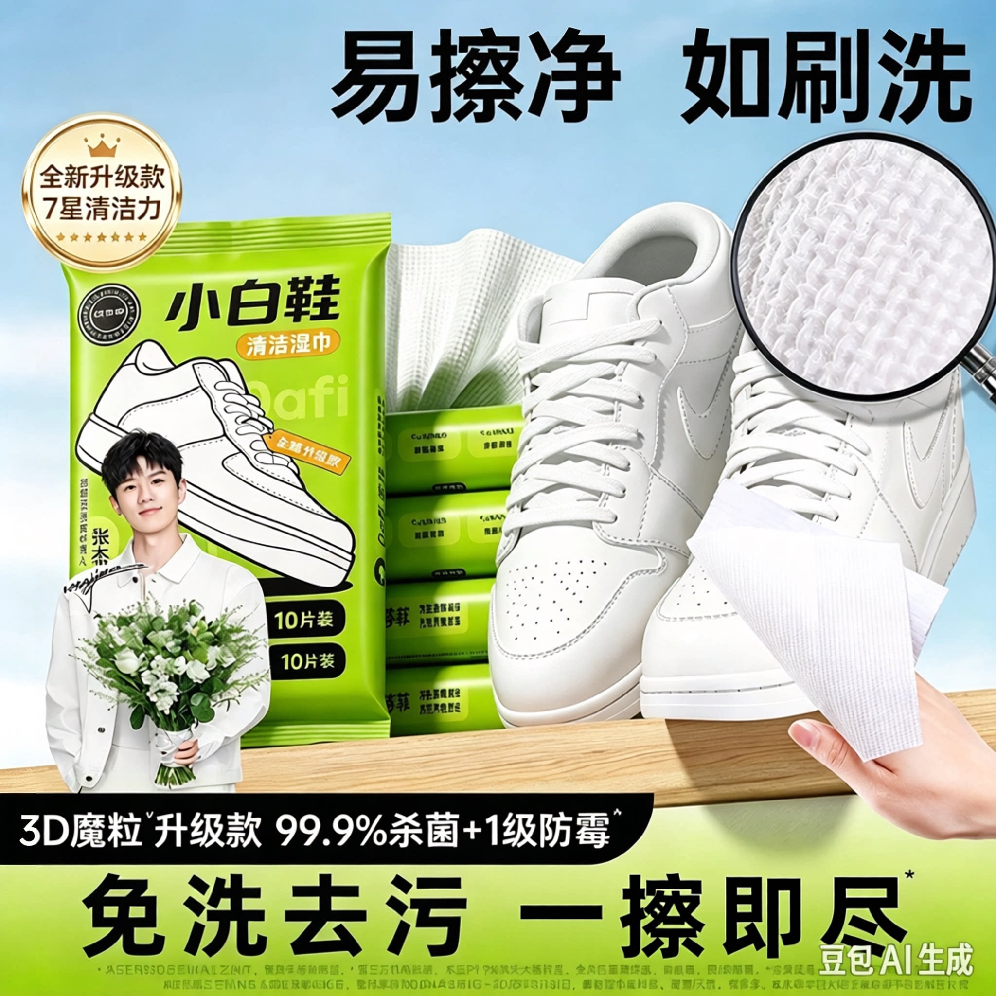 【免水洗】擦鞋湿巾小白鞋清洗神器免水洗去污便携式湿巾麂皮YS2