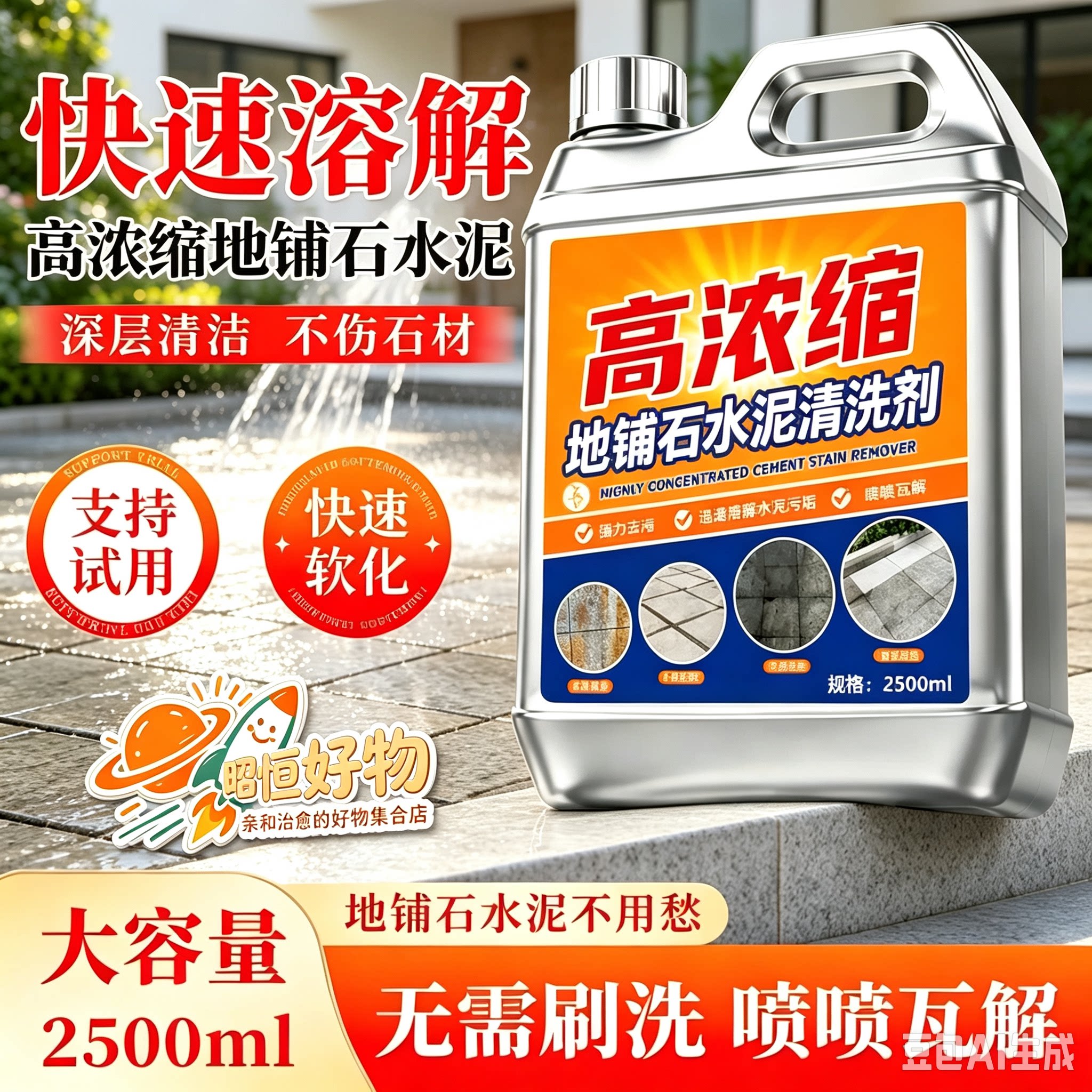【到手5斤】地铺石水泥高浓缩清洗剂石材清洗灰室外强力去污YS