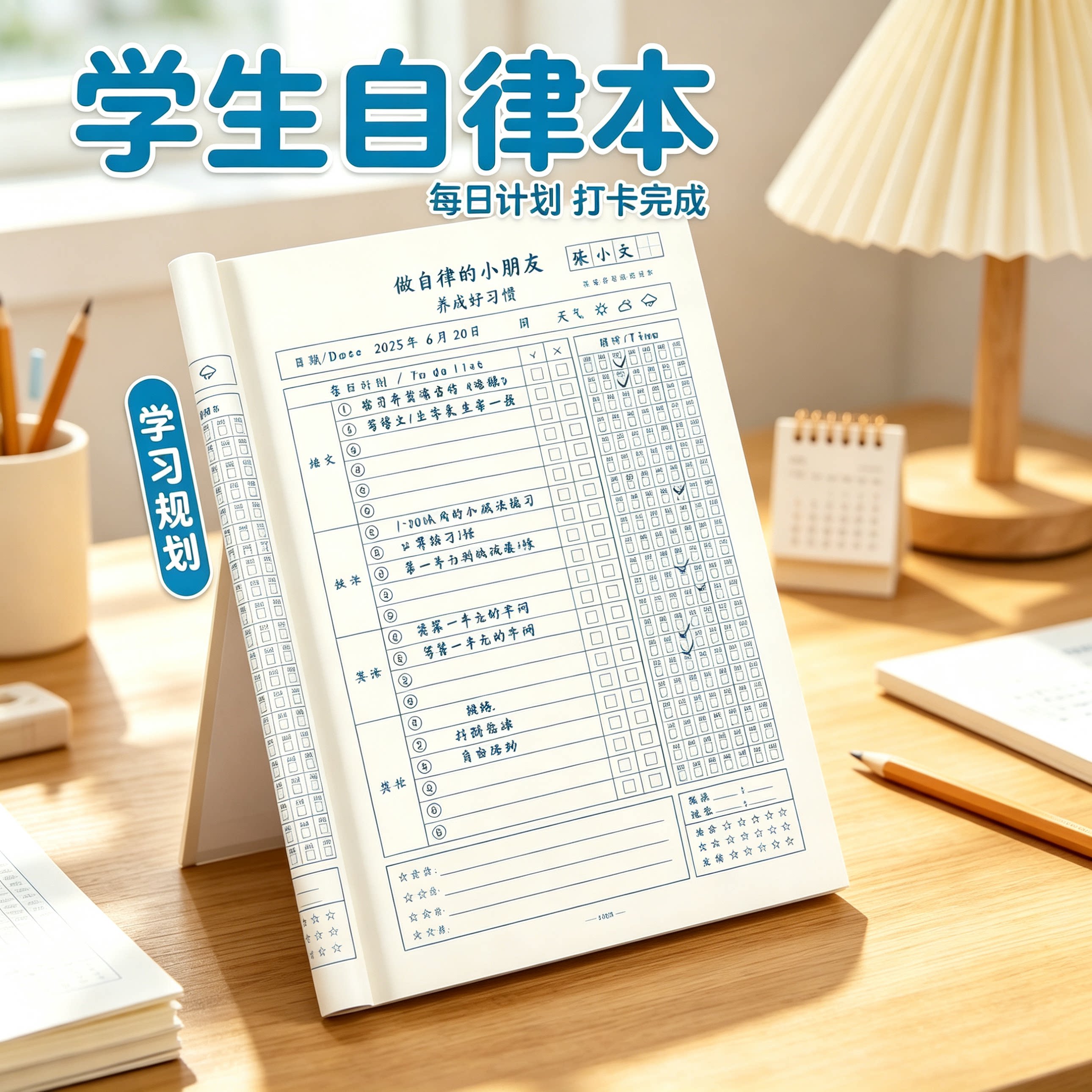 暑假学习自律本小学生作业打卡本自律学习计划表每日计划本时间CZ