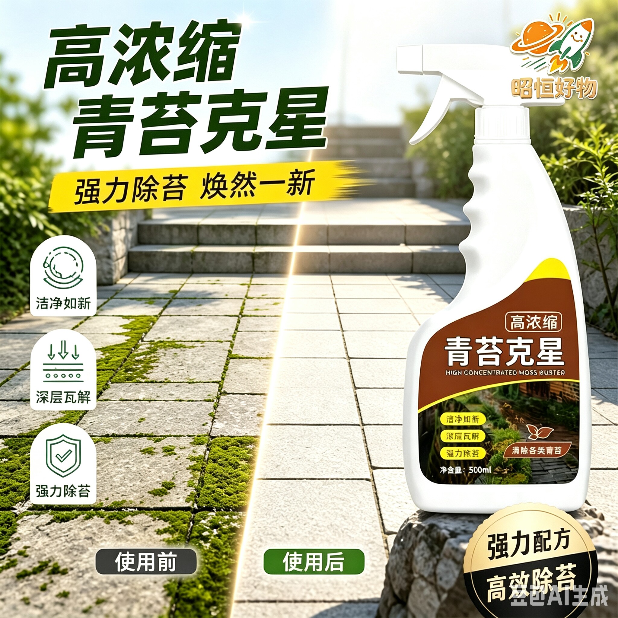 地面青苔路面墙面青苔清洁剂防滑倒预防青苔再生藻类YS