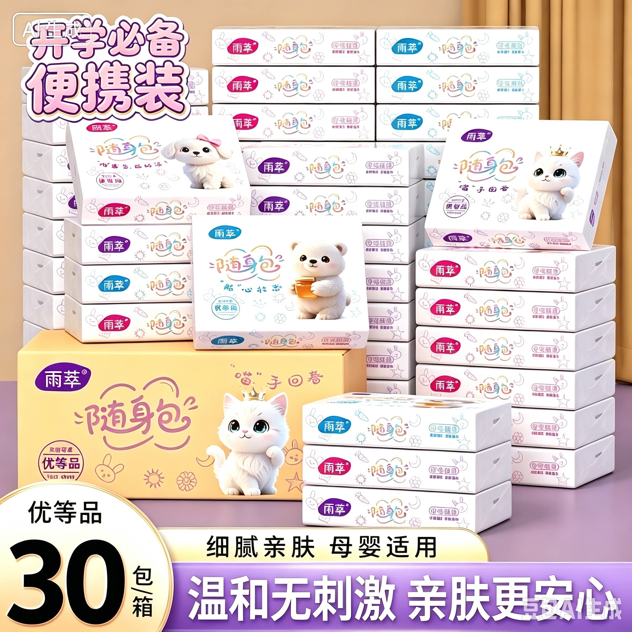 抽纸纸巾开学推荐随身便携小包抽纸整箱家用实惠装面巾纸抽CZ