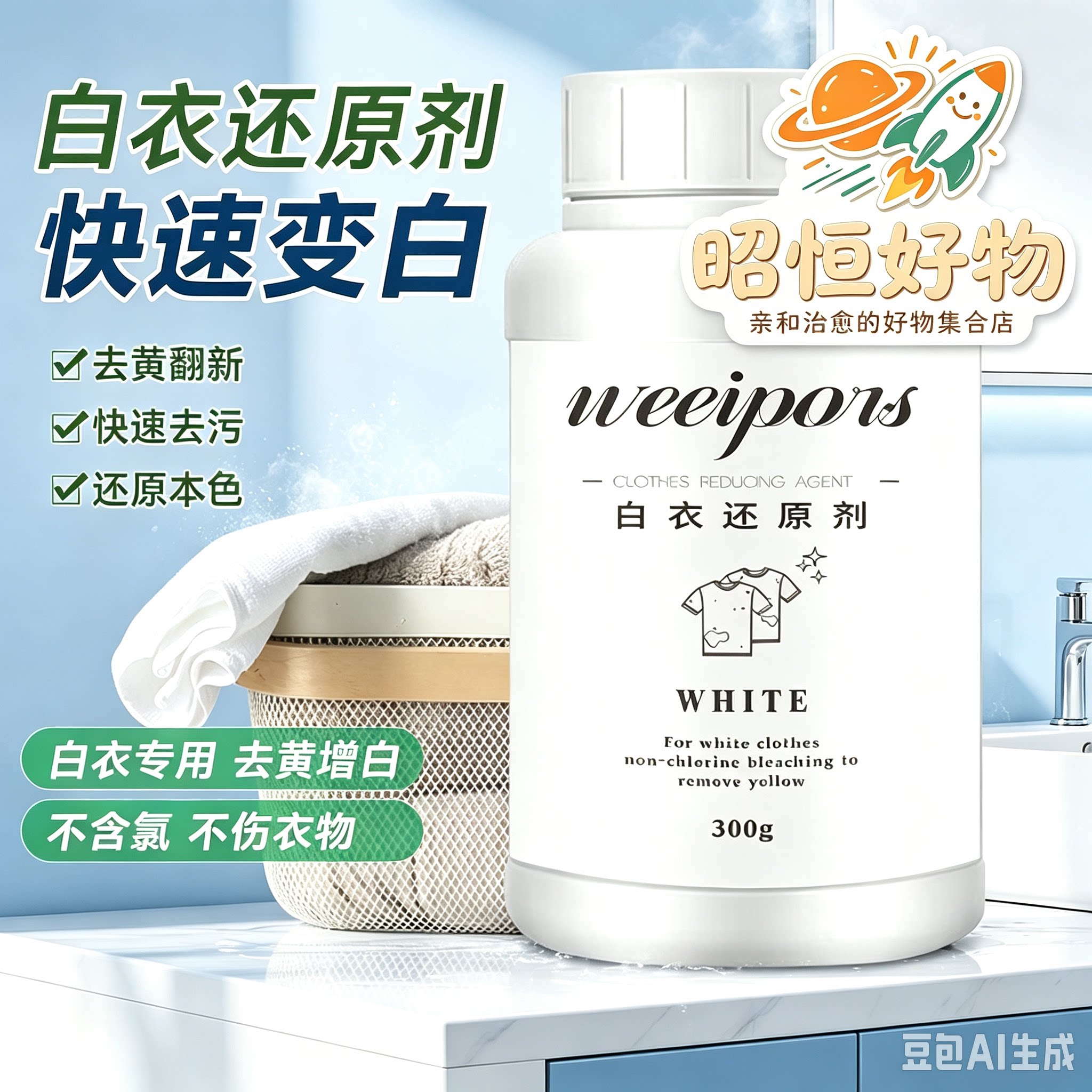 白衣漂白剂白色衣服专用白衣去污渍去油渍水果渍白衣还原剂YS