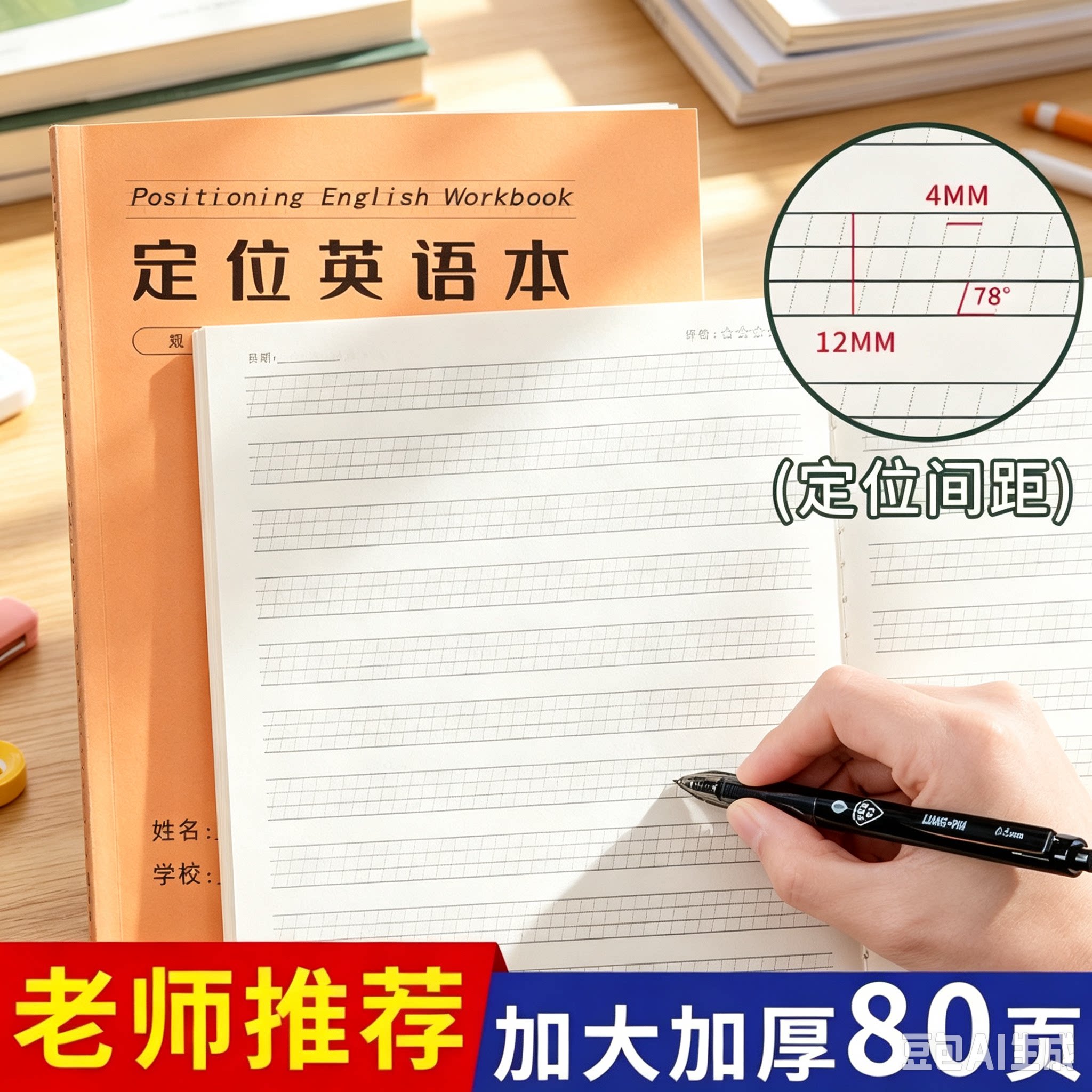 英语定位练习纸小学生规范书写衡水体练习作业本笔记本英语本CJ